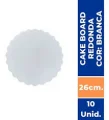 CAKE BOARD REDONDA (26CM.) BRANCA C/10 UN