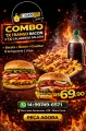 1 X-Frango Bacon + 1 X-Calabresa Salada + Batata Cheddar e Bacon + Refri 2L