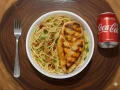 Combo Macarr�o Alho e �leo Com Fil� De Frango Grelhado + Coca cola Lata (n7)