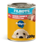 Ra��o �mida Lata Pat� de Carne e Frango Para C�es Filhotes Pedigree 280g