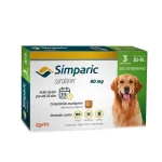 Antipulgas Simparic 80 Mg Para C�es 20,1 A 40 Kg com 3 Unidades