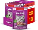 Pack Ra��o �mida Whiskas Sach� Carne ao Molho para Gatos Adultos - Leve 20 Pague 16