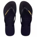 Chinelo Havaianas Slim Logo Metallic Preto/Dourado N35/36