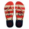 Sand�lia Feminina Slim Nautical Branco/Marinho/Vermelho Tamanho 35/36