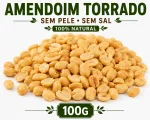 AMENDOIM TORRADO SEM PELE SEM SAL 100G
