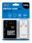 Switch HDMI 3x1 Knup KP-3464 com Controle Remoto Full HD 1080p 3 Entradas 1 Sa�da
