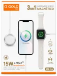 Carregador Sem Fio Magn�tico 3 em 1 15W Para Celular Smartwatch Fone BTE-56