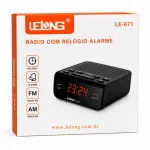 R�dio Rel�gio Despertador Lelong LE-671 FM AM Alarme Digital LED