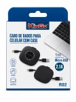 Cabo Retr�til Micro USB (V8) 1 Metro 2.1A Carregamento e Dados Kingo R02