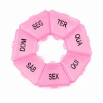 Organizador Porta Comprimidos Semanal Redondo Rosa 7 Divis�rias