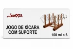 Jogo de X�caras de Vidro com Suporte de Madeira - 6 Pe�as 100ml