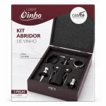 Kit Abridor de Vinho Premium Casita - 5 Pe�as com Caixa MDF para Presente