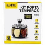 Kit Porta Temperos B-Max Inox com 6 Potes Girat�rio
