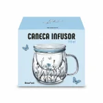 Caneca com Infusor e Tampa Borboletas � 315ml � BrasFoot