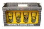 Jogo de Copos de Vidro Corinthians Oficial 4 Pe�as