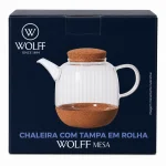Chaleira de Vidro com Tampa e Base de Corti�a/Rolha Wolff Mesa