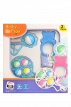 Conjunto de Chocalhos para Beb� Azul 0+ Meses.