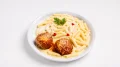 Polpetone com Penne ao Molho Alfredo