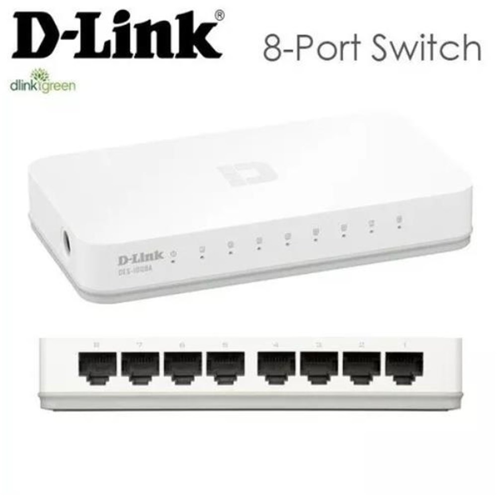 Switch 08 Portas Gigabit (100/1000Mbps) D-Link DES-1008A