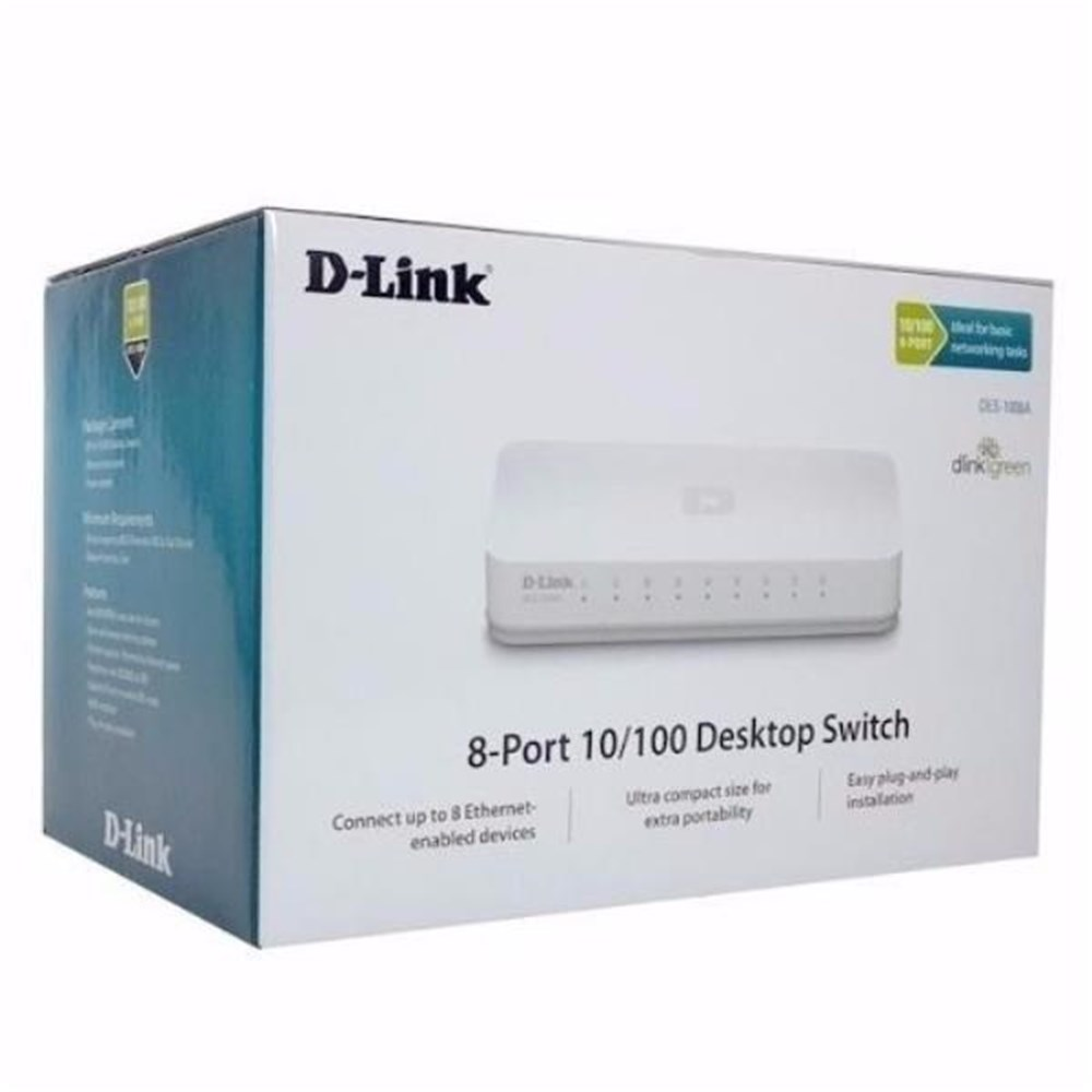 Switch 08 Portas Fast (10/100Mbps) D-Link  DES-1008C