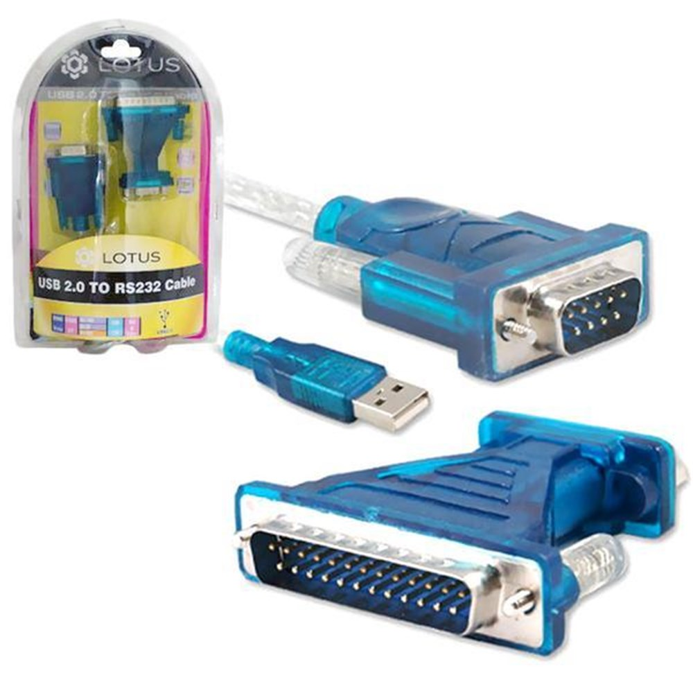 Cabo USB x Serial (Db09 Macho) + Adapt Serial (Db09 Femea) x Db25 Macho Ad0204