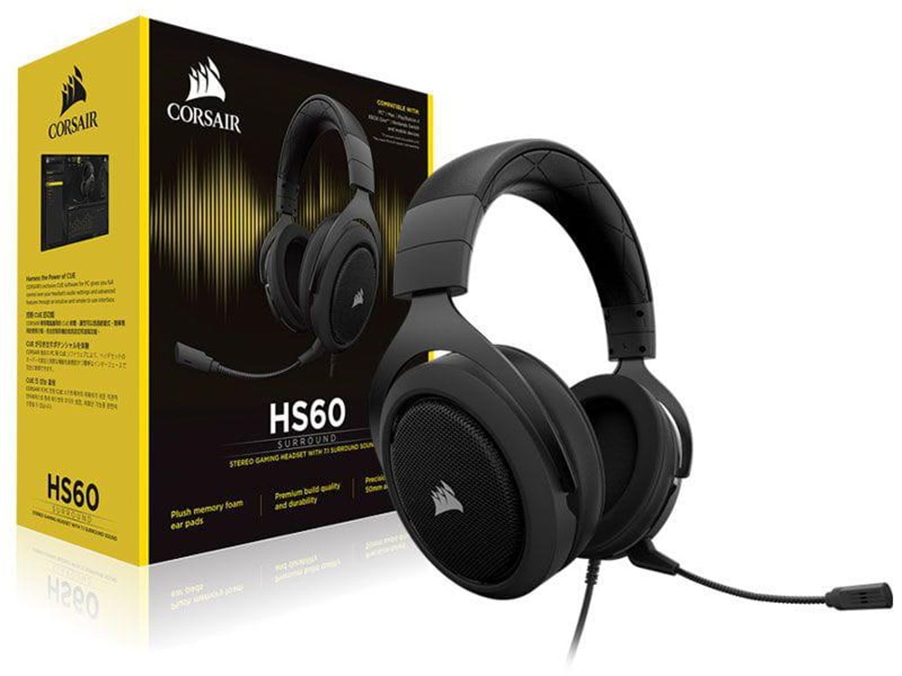 Fone de Ouvido Headset Gamer Com Microfone Corsair Ca-9011173-na Hs60 Virtual 7.1 Surround Carbon