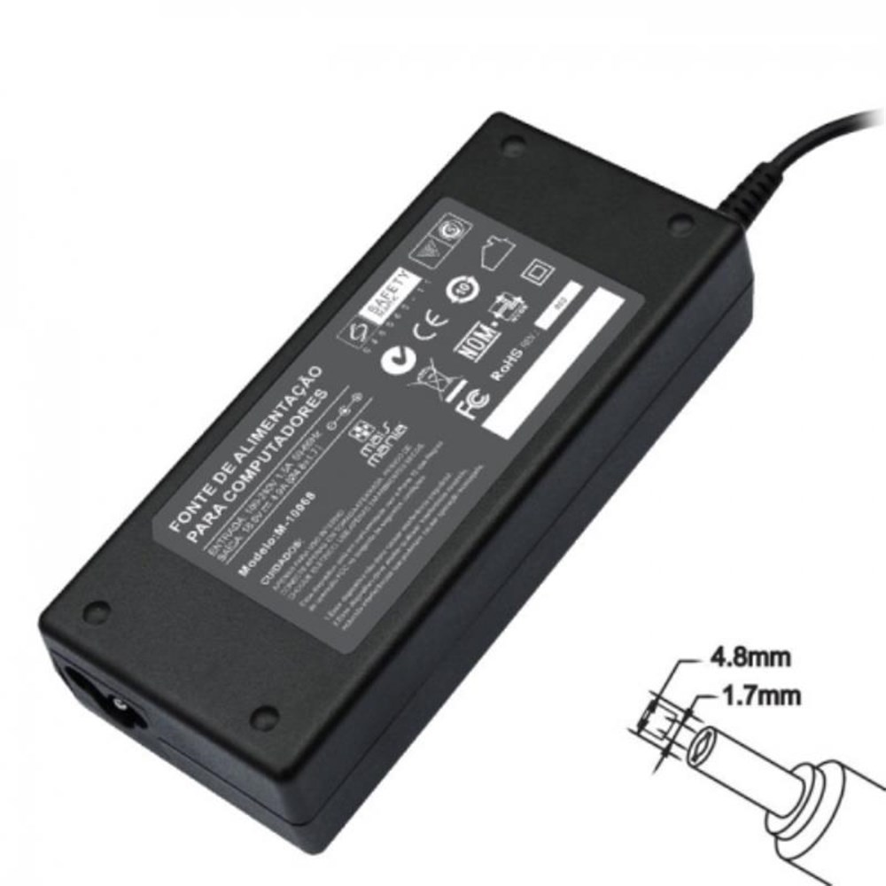 Fonte para Notebook HP 19.5V 3.33A Plug 4.8x1.7mm