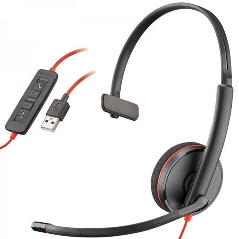 Fone de Ouvido Headset Mono-auricular Plantronics Blackwire C3210 - USB