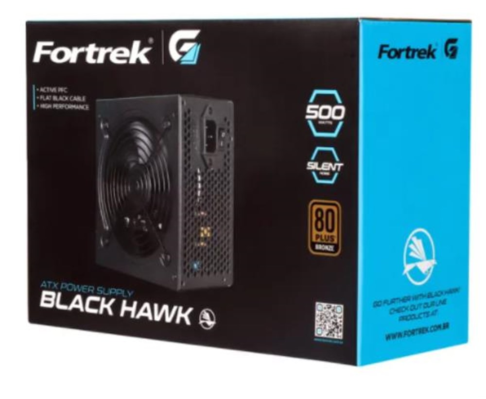 Fonte ATX Fortrek Gamer 500W Black Hawk 80 Plus Bronze