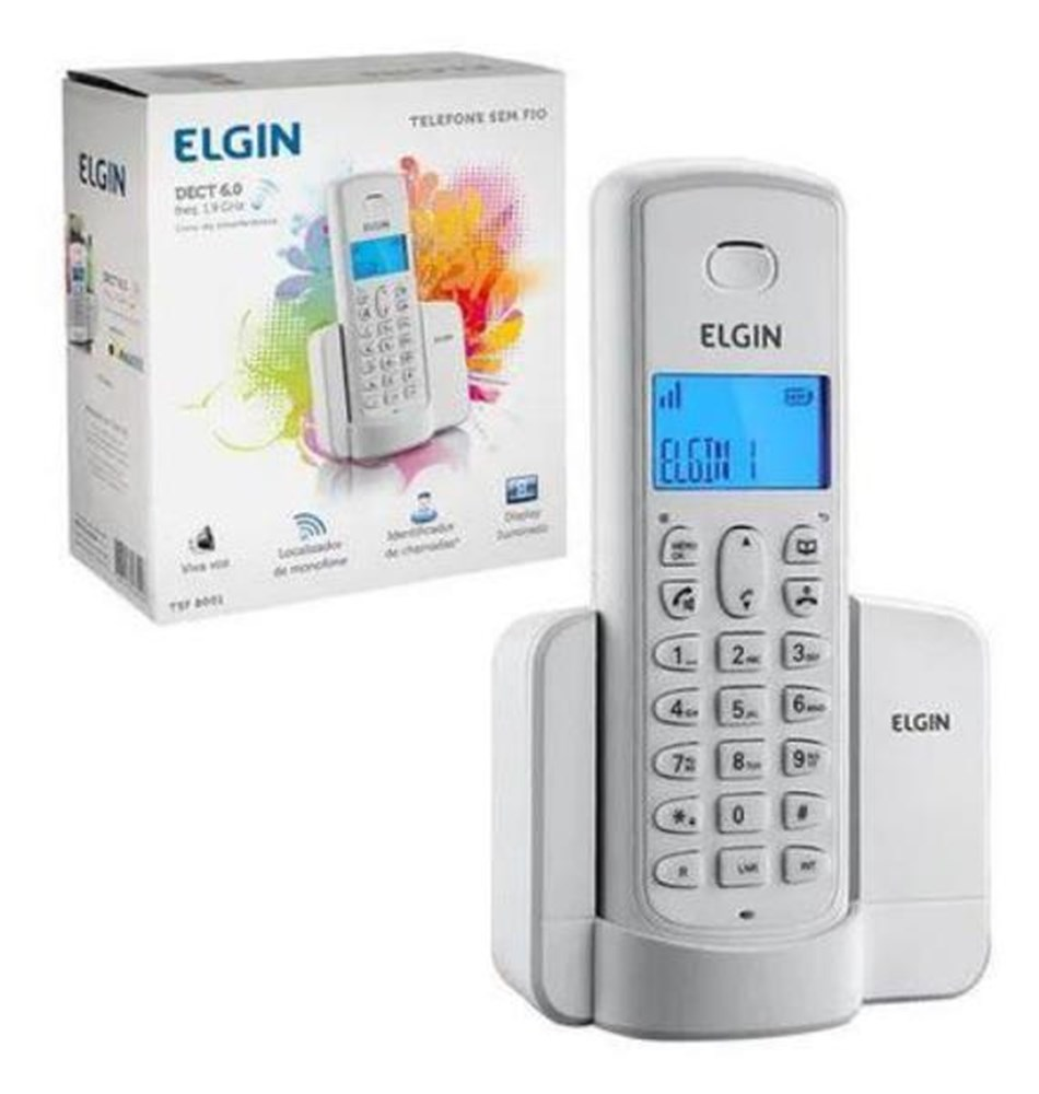 Telefone Sem Fio Elgin TSF 8001 Com Identificador Branco
