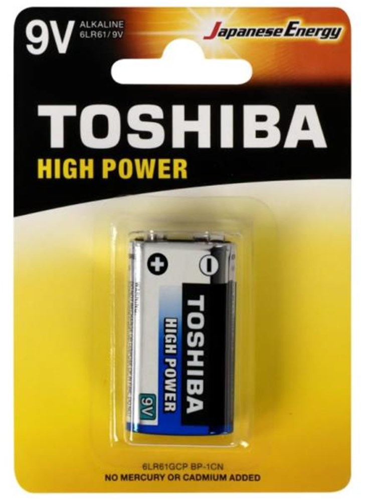 Bateria Alcalina 9V 6LR61GCP TOSHIBA (Cartela com 1 Unid.)