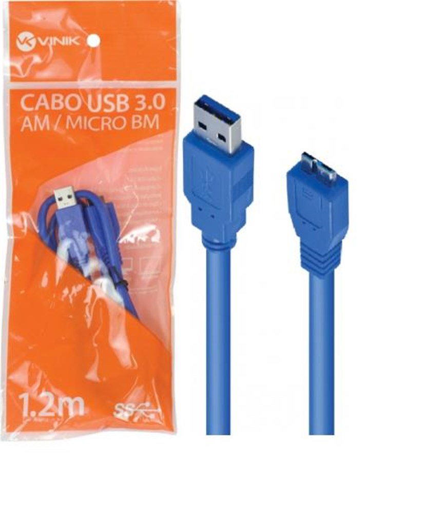 Cabo USB 3.0 Super Speed para HDs Ext  1,20 metros Vinik