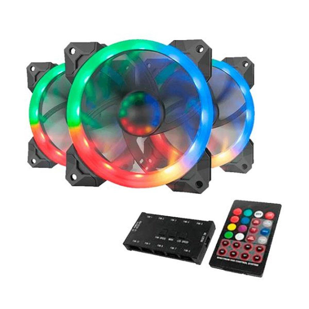 Cooler 120X120X25Mm Led RGB Kit com 3 Fan Redragon GC-F008