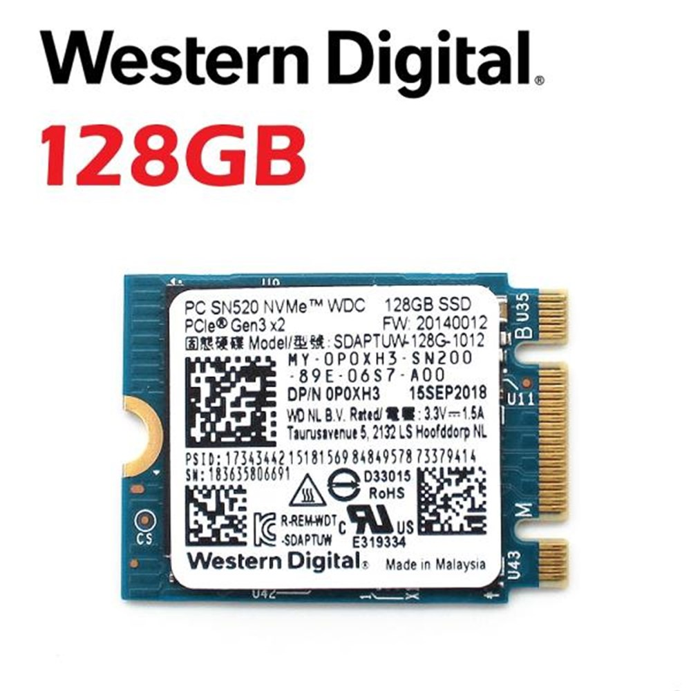 HD SSD de 128GB M.2 2230 NVMe Gen3x2 Western Digital SN520 - SDAPTUW-128G