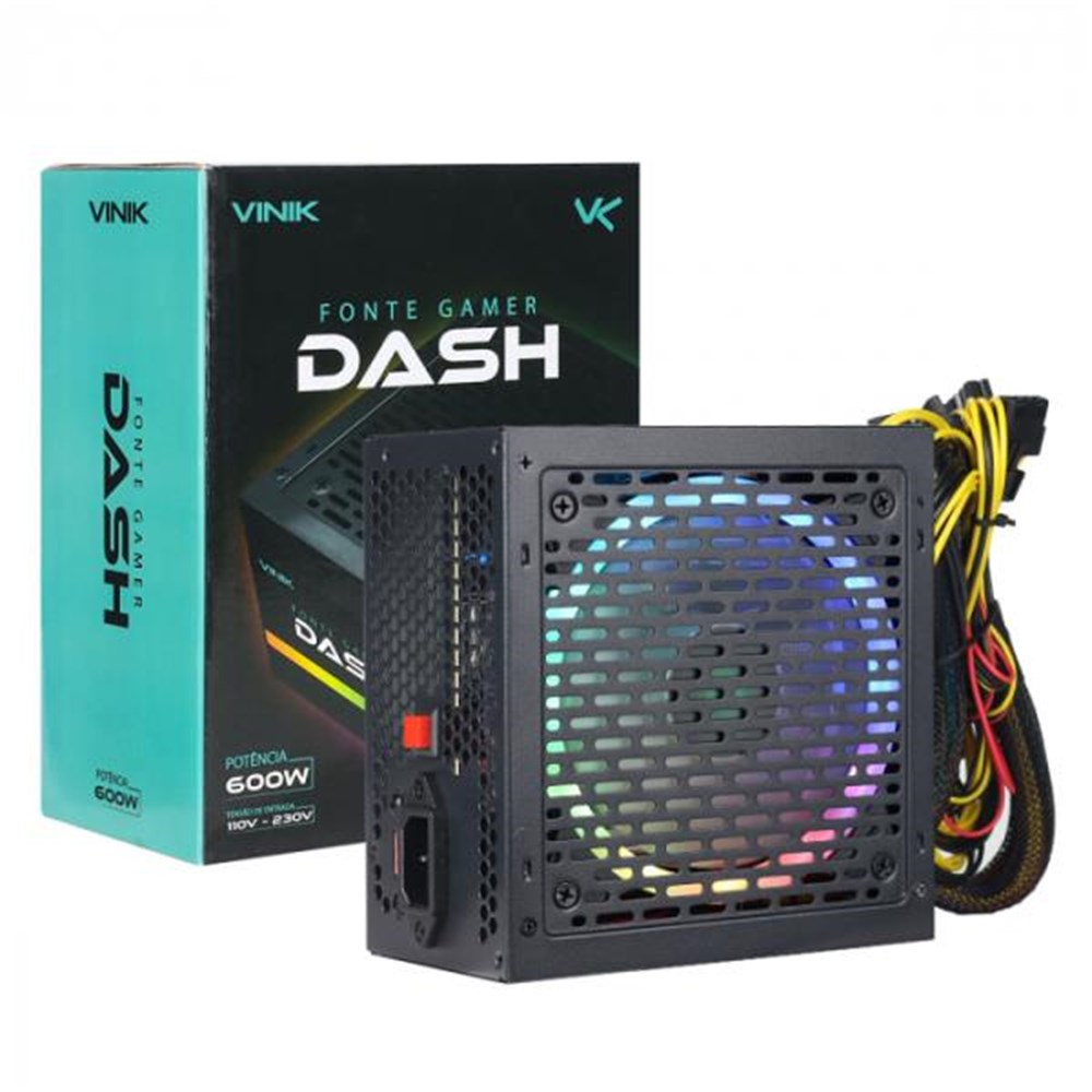 Fonte ATX Gamer 600W Vinik Dash RGB VFG600WPR