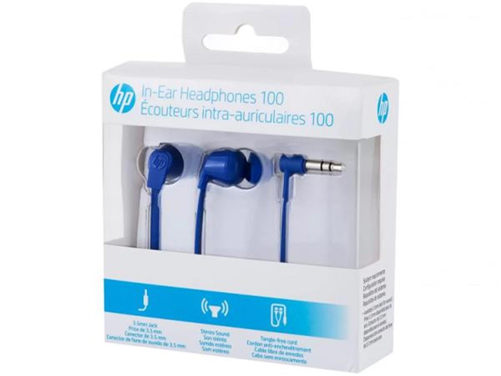 Fone de Ouvido Intra Auricular HP H100 Azul Plug P2 3.5mm