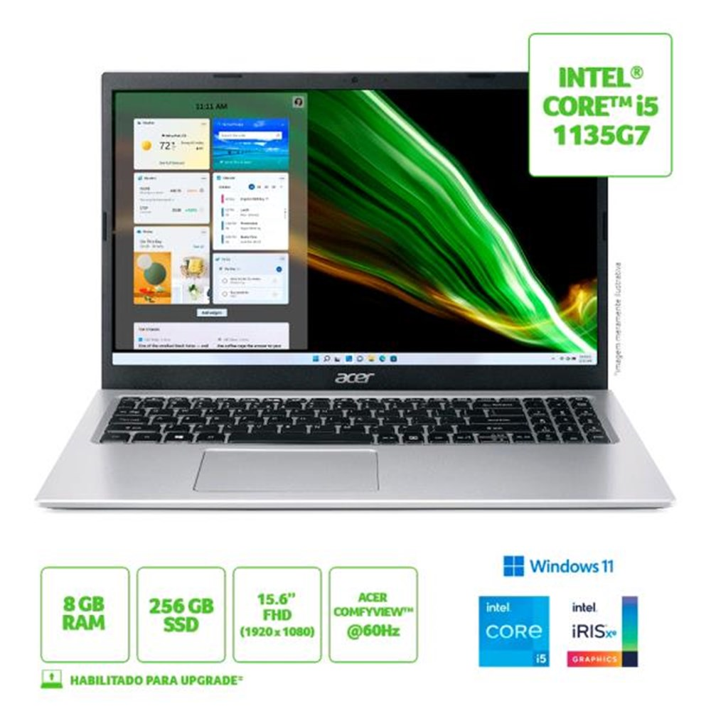 Notebook Acer Aspire 3 | Intel Core i3-1115G4 8GB 256GB SSD NVMe 15,6
