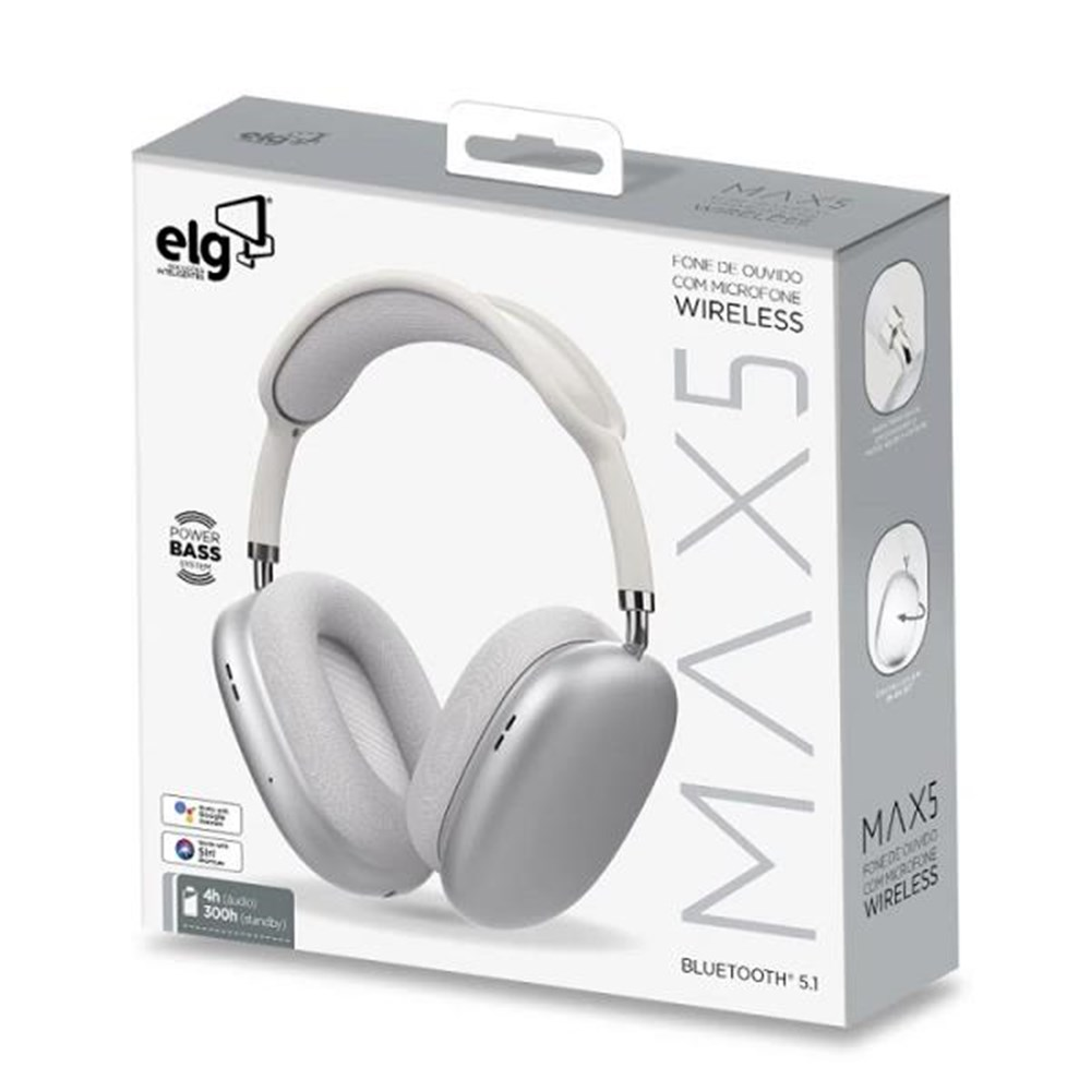 Fone de Ouvido Bluetooh Headphone 5.1 ELG com Microfone - EPB-MAX5WH Branco