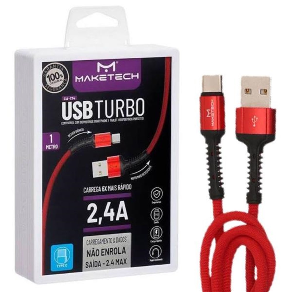 Cabo USB para V8 Turbo Android com 1,0 metro