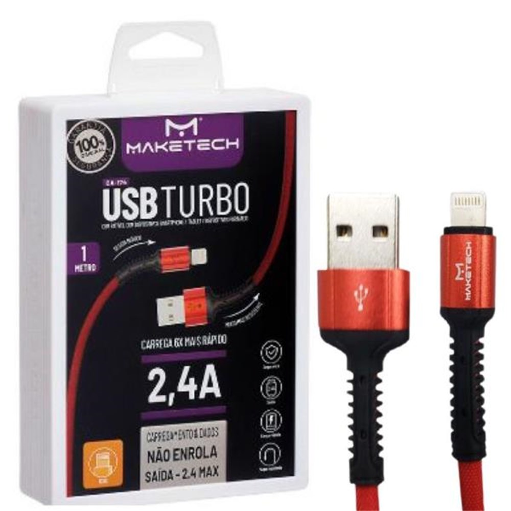 Cabo para Celular USB x IOS Lightning - 1 Metro