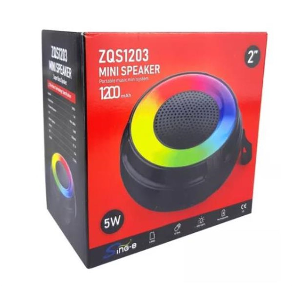 Caixa de Som Bluetooth 5W Portatil Flex Gold Com Led ZQS-1203