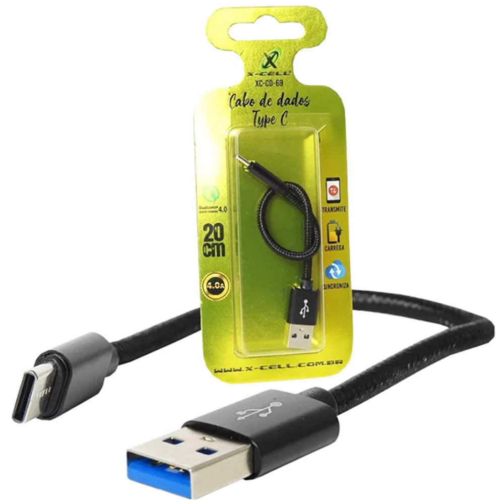 Cabo para Celular USB x USB-C Turbo 4.0 Flex Gold XC-CD-69 - 20cm