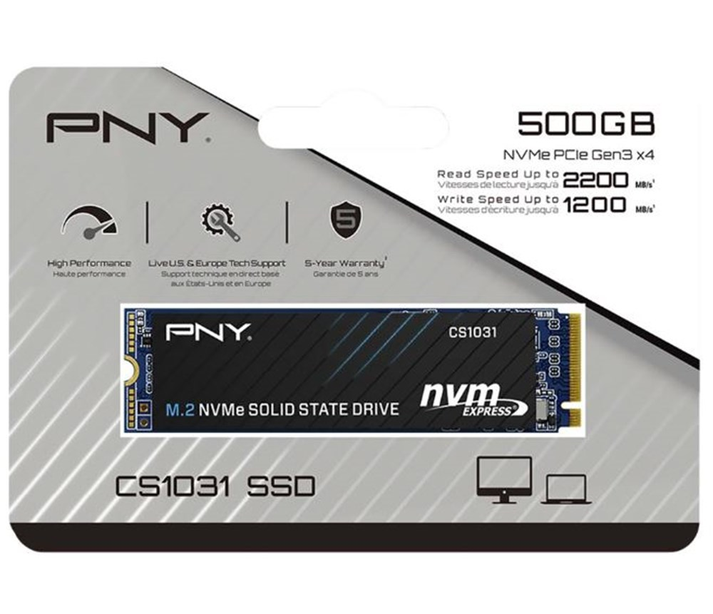 HD SSD de 500GB M.2 NVMe PNY CS1031 - M280CS1031-500-CL