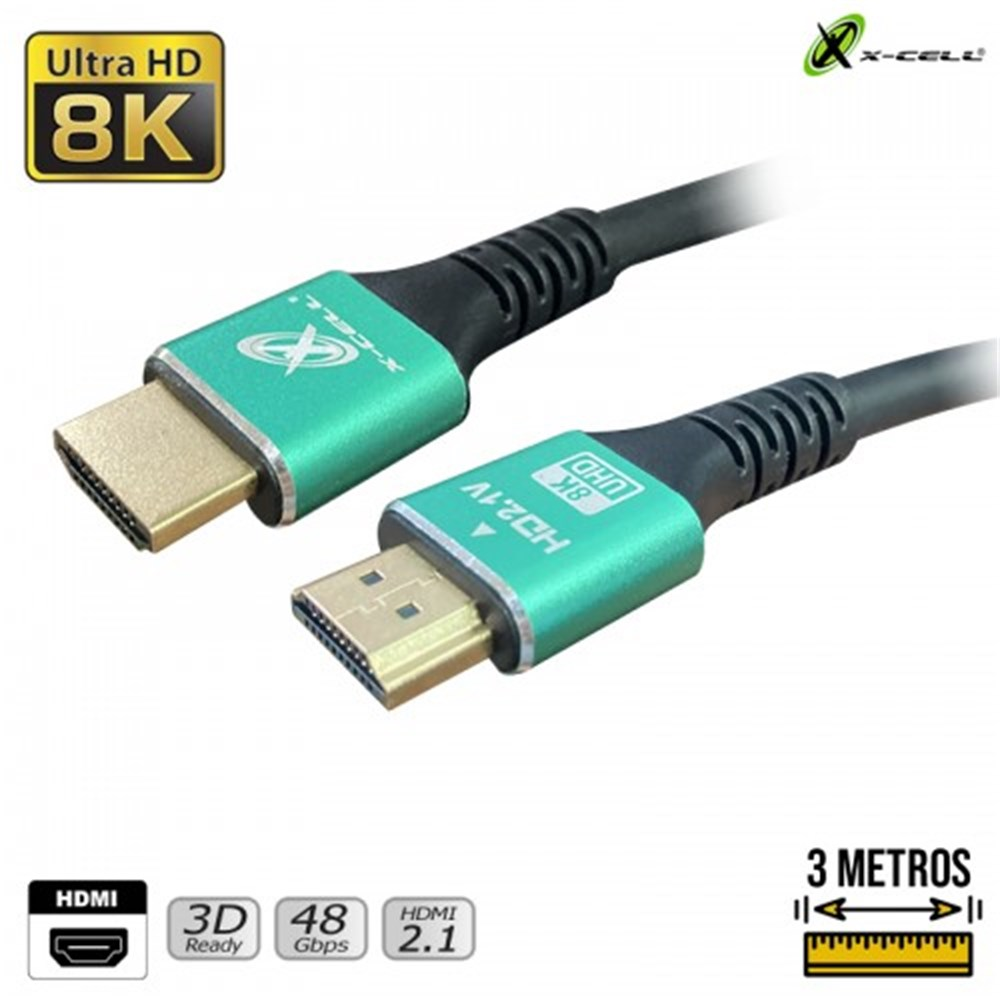 Cabo HDMI 3 Metros 8K Flex Gold XC-8K3