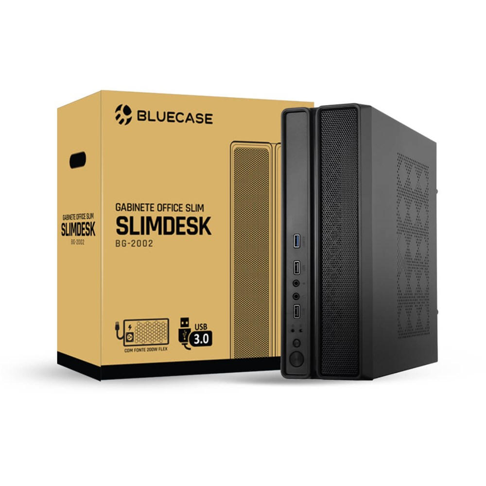 Gabinete Bluecase Slim USB 3.0 com fonte 200w Slimdesk BG-2002 Preto