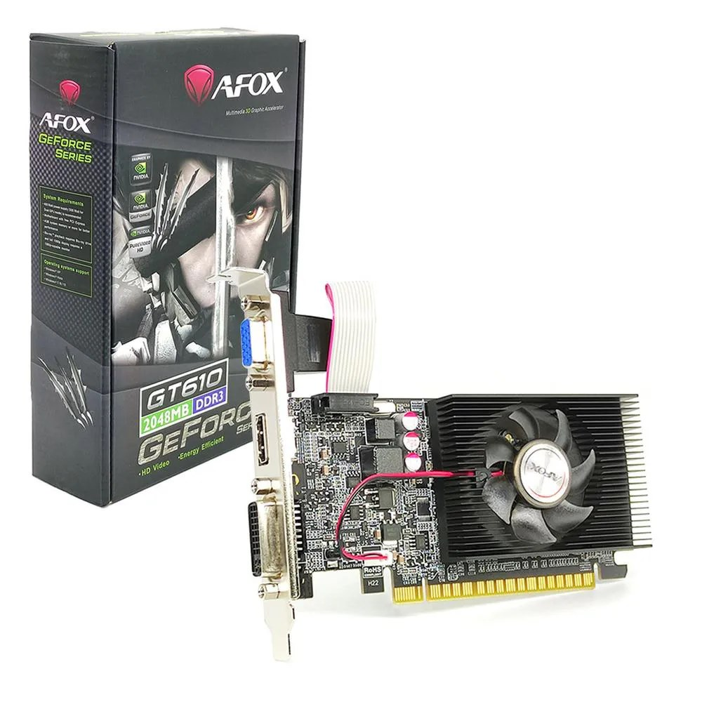 Placa de Vdeo GPU 2GB GT 610 DDR3 64Bits AFOX AF610-2048D3L7-V6