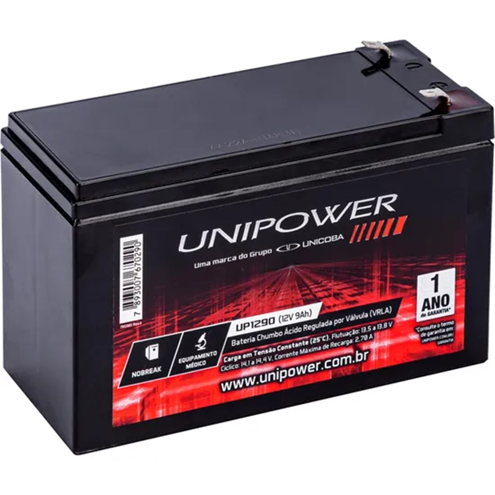 Bateria Selada para Nobreak 12V 9Ah UP1290 - Unipower