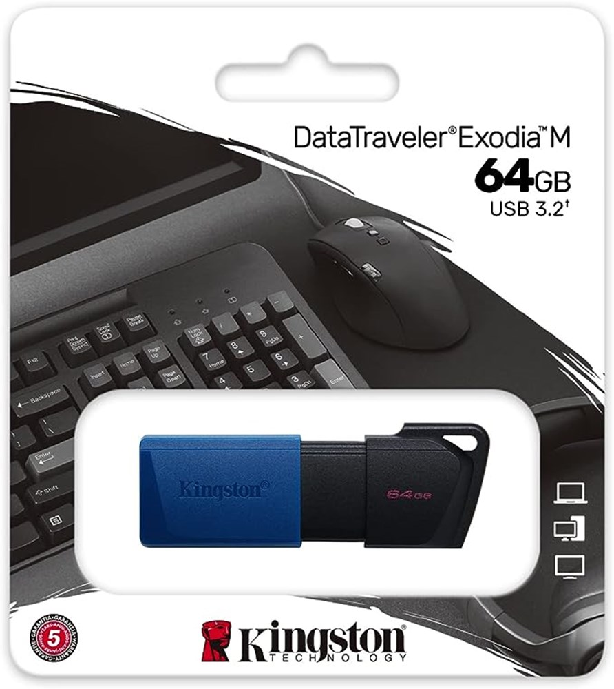 Pen Drive 64Gb kingston Exodia M USB 3.2 Azul Dtxm/64gb