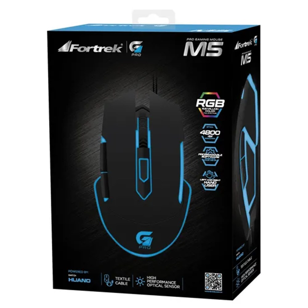 Mouse Gamer Fortrek PRO M5 RGB Preto USB