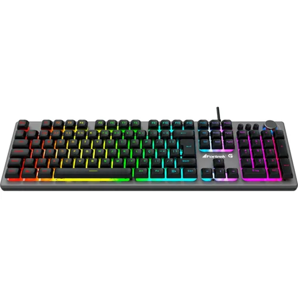 Teclado Gamer Com Fio USB Fortrek Holt Grafite Rainbow